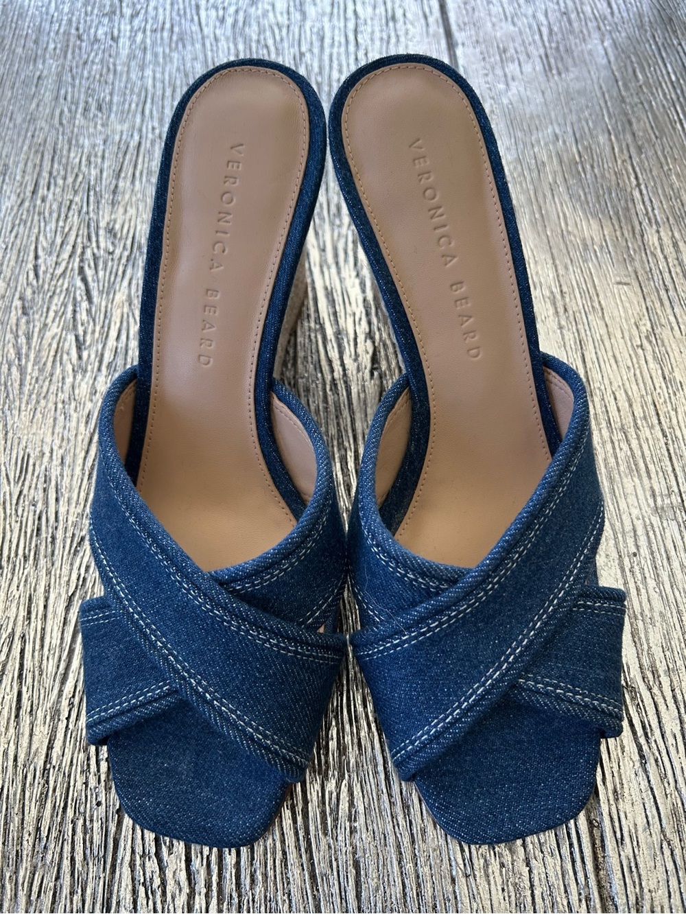 Veronica Beard -Blue Denim Espadrille Edna Wedge Sandals